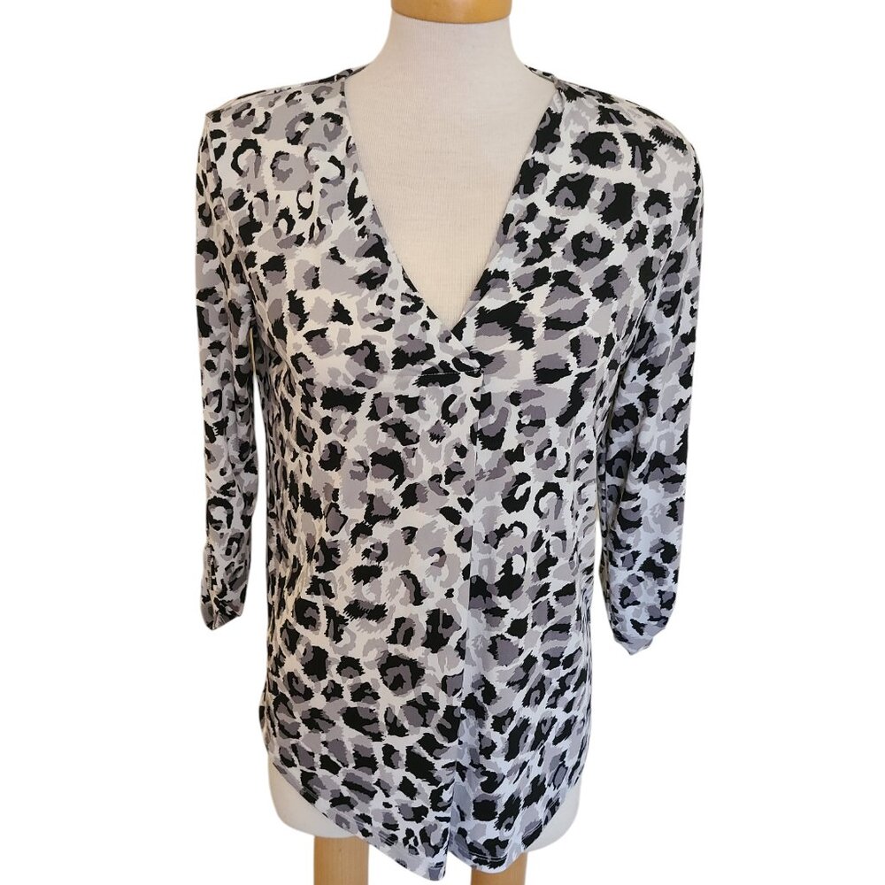Jones New York Animal Print V Neck Tunic/Top